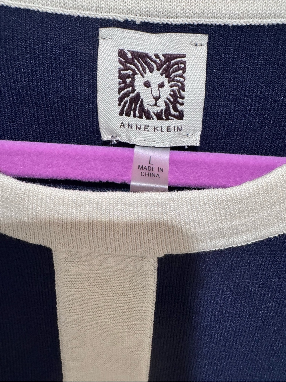 Anne Klein Navy Tank with White Trim - Picture 3 of 4